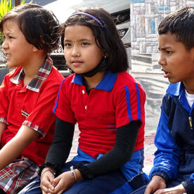 Students sitting outside